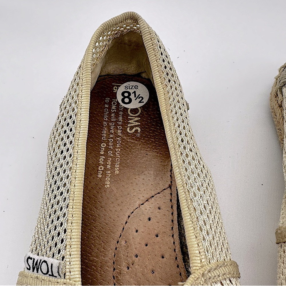 TOMS Classic Mesh Slip On Espadrille Flats Beige Womens 8.5‎ Casual - Picture 6 of 13